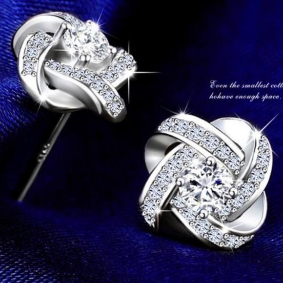 *NEW 925 Sterling Silver Diamond Infinity Earrings - Picture 10 of 10